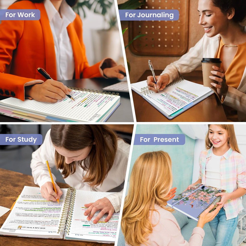 Taja Spiral Notebooks for Work 5 Subject Notebook with Removable Dividers