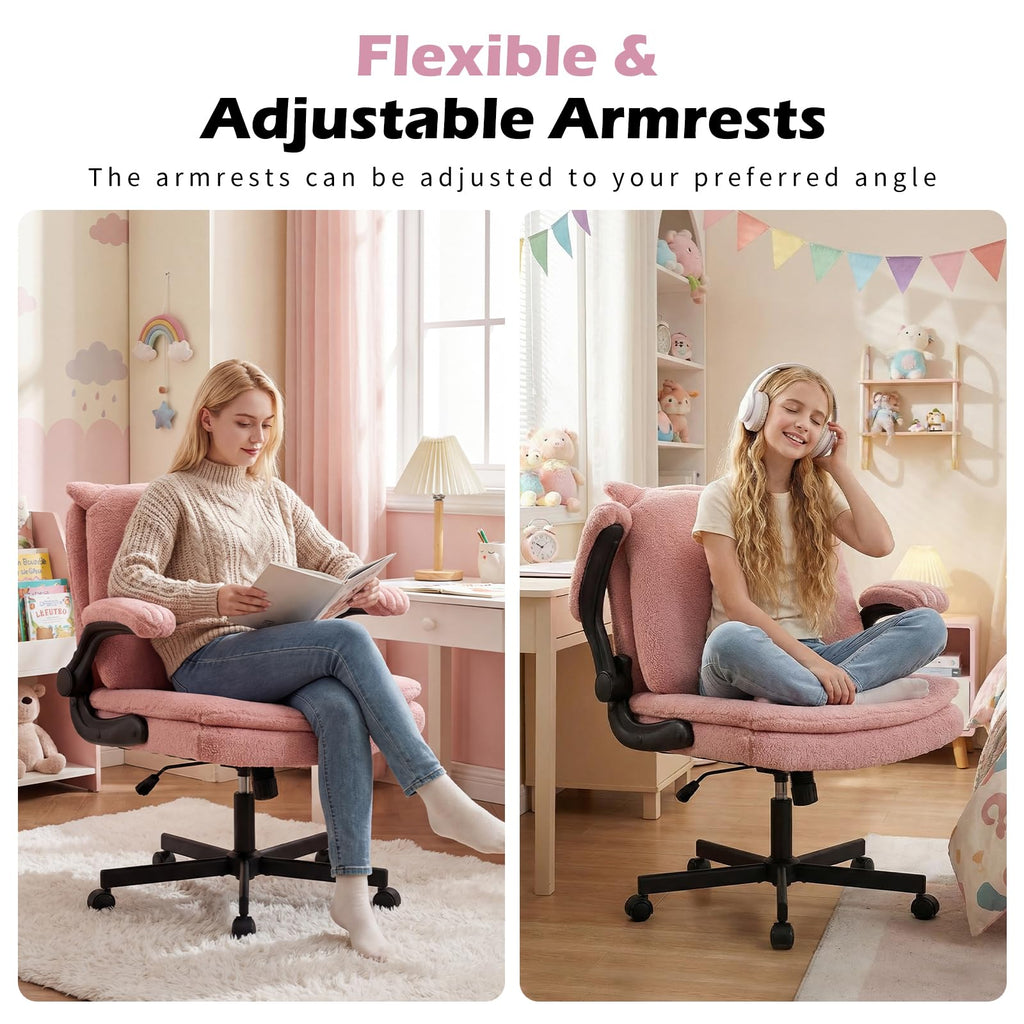 TUNYI Wide Cushioned Desk Chair with Wheels (Multiple Colors)