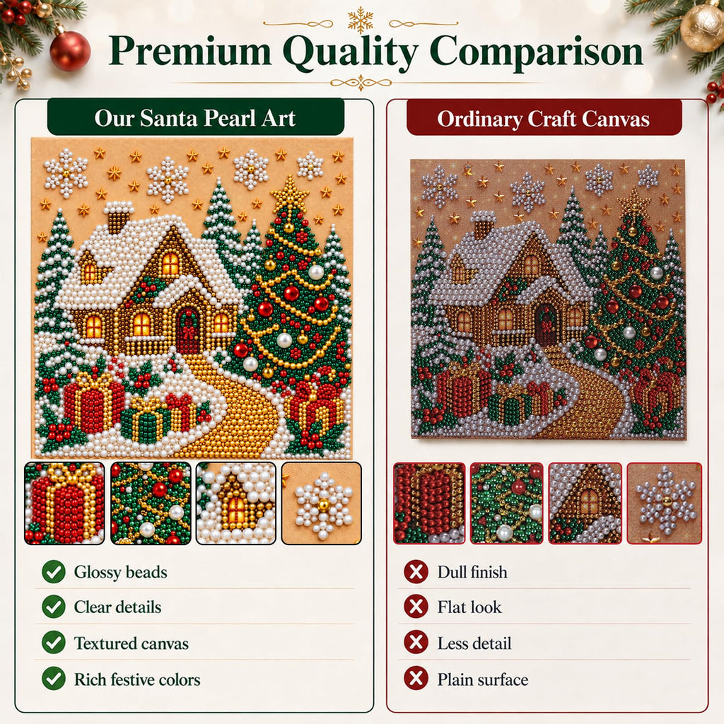 6 PCS DIY Pearl Diamond Art Kits for Adults, Wooden Christmas Ornaments