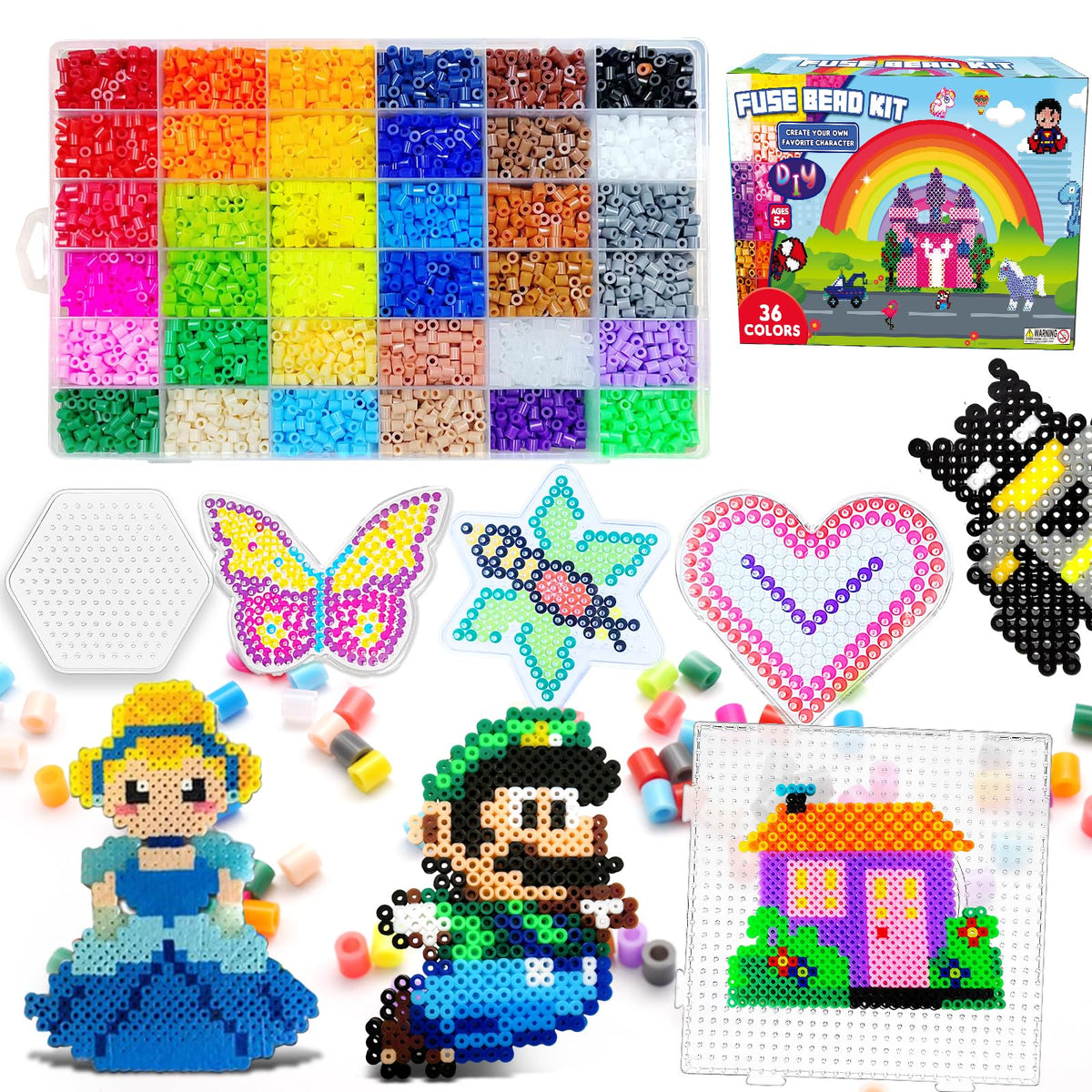 23000 5mm Fuse Beads Kit for Craft Gifts - 22 Colors | 106 Patterns
