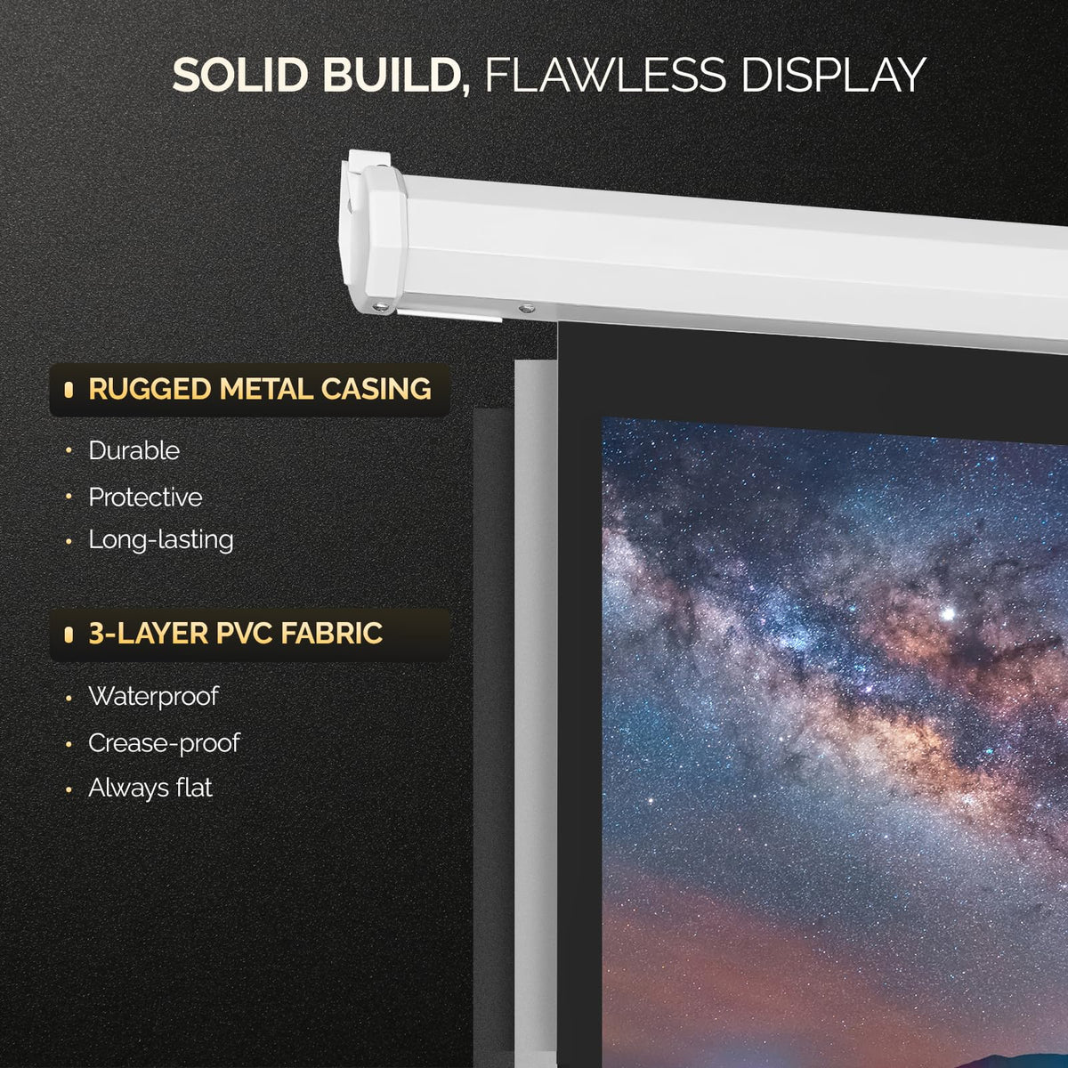 Motorized Projector Screen with Remote Control, No Wrinkles, Without Dents, HD Screen, for Home Theater Office Classroom TV Usage (92inch 16:9)