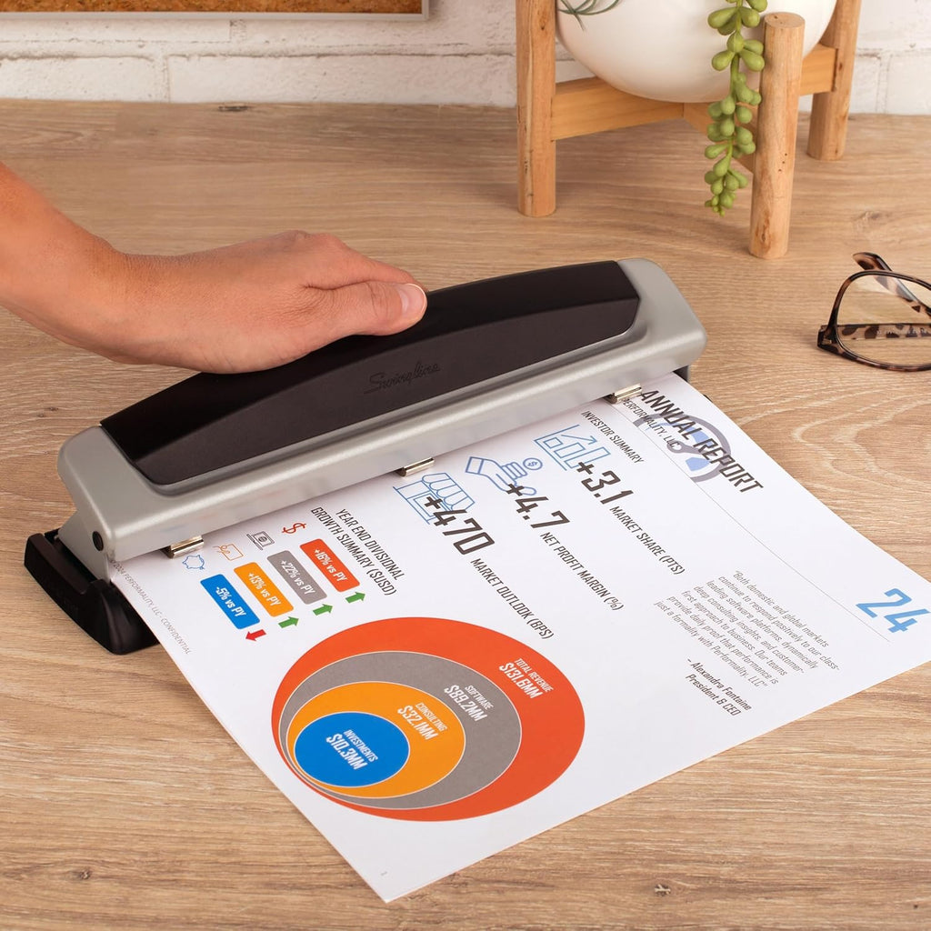 Swingline Precision Pro 3-Hole Punch – 10-Sheet Capacity, Adjustable 2-3 Hole, Metal (74037)