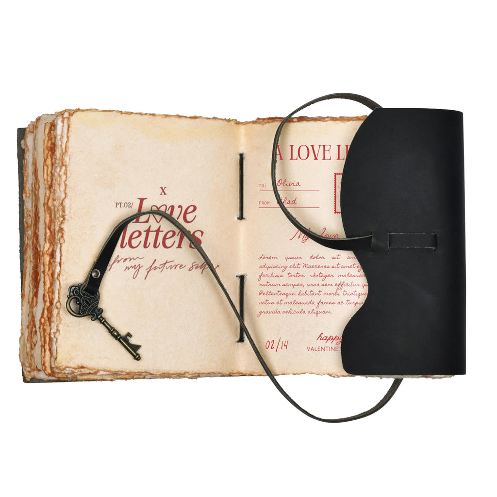 LEATHER VILLAGE Vintage Leather Journal Key Lock, Teal 6x4.