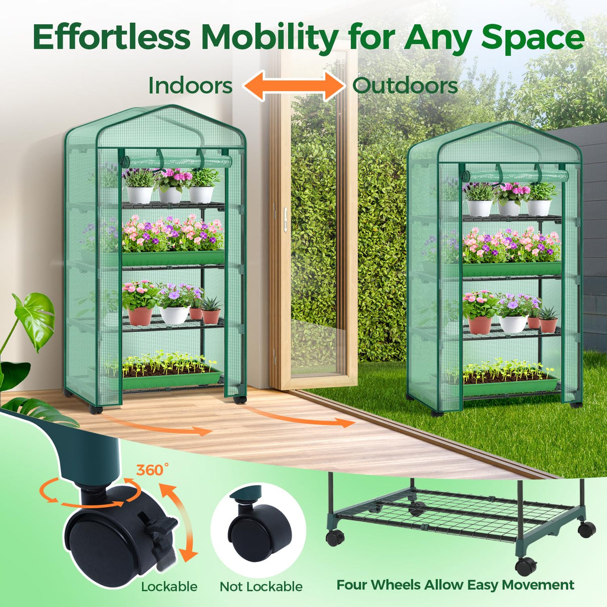 Ohuhu Portable Greenhouse with 4 Shelves (Mini & Large Sizes)
