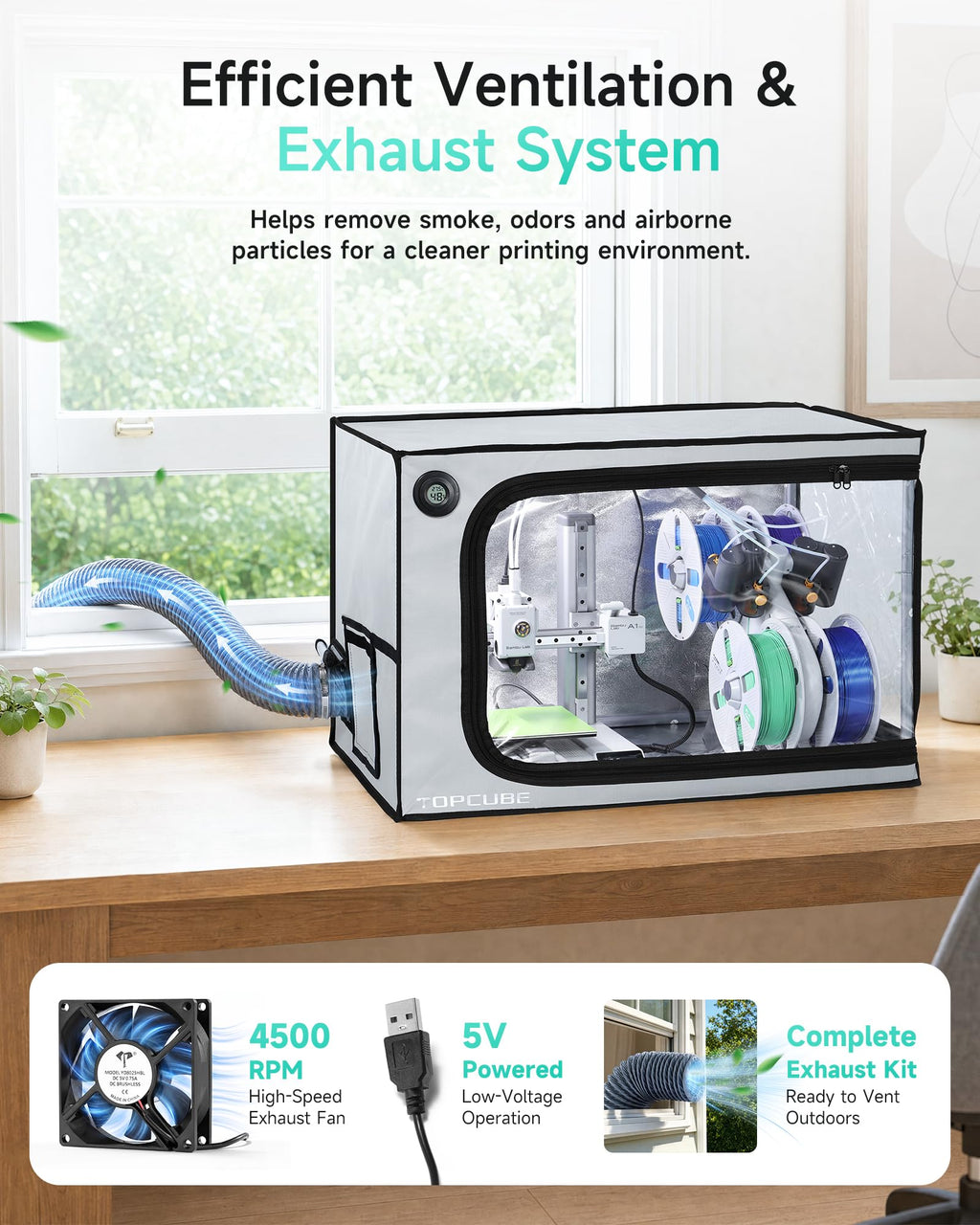 TOPCUBE 3D Printer Enclosure for Bambu Lab A1 Combo with LED Light