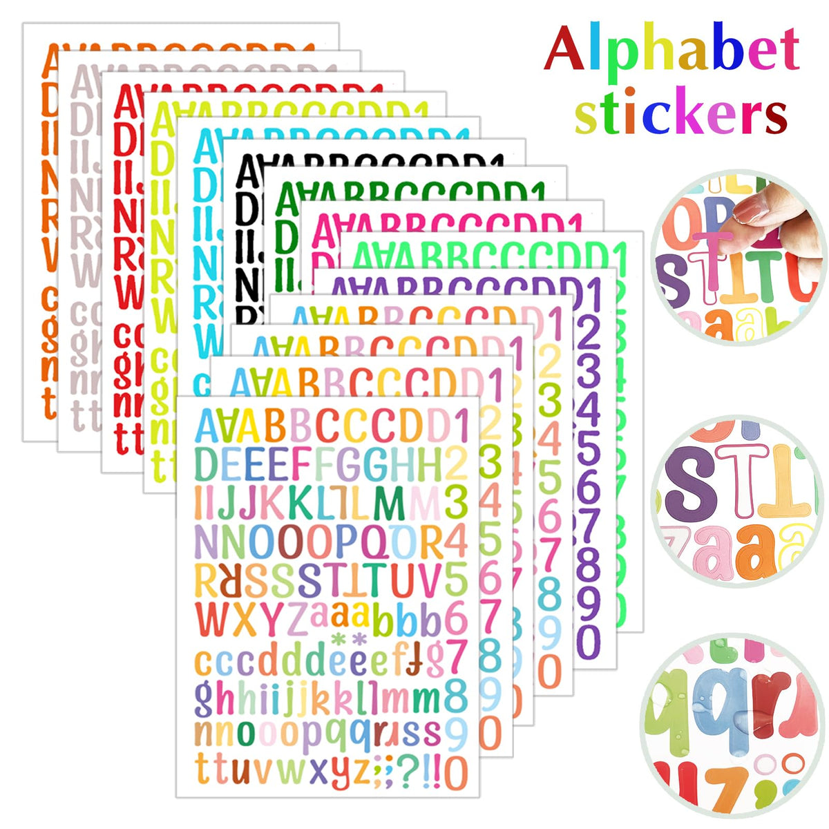 1512 Letter Stickers 12 Sheets Alphabet Stickers Vinyl Self-Adhesive Number Alphabet Vinyl Stickers, Mailbox Numbers Labels DIY Crafts Art Making, Decals for Sign,Scrapbook, Classroom Decor, Door