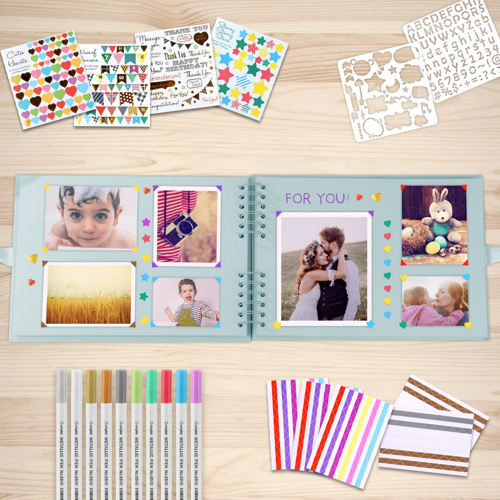 Gotideal 80 Pages Scrapbook Album with 10 Metallic Markers, Black