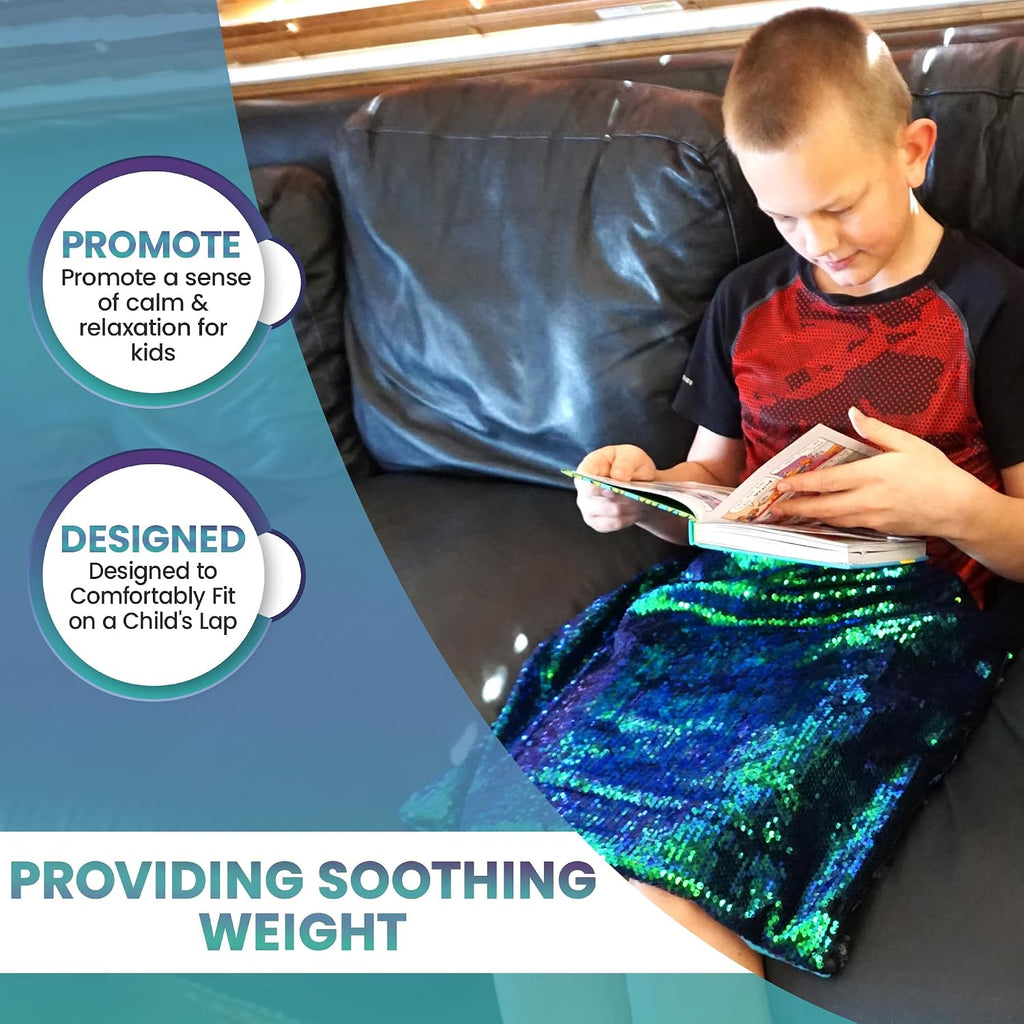 Weighted Lap Pad for Kids, 5 lb Sensory Blanket with Sequin Fabric