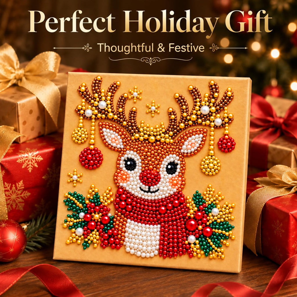 6 PCS DIY Pearl Diamond Art Kits for Adults, Wooden Christmas Ornaments