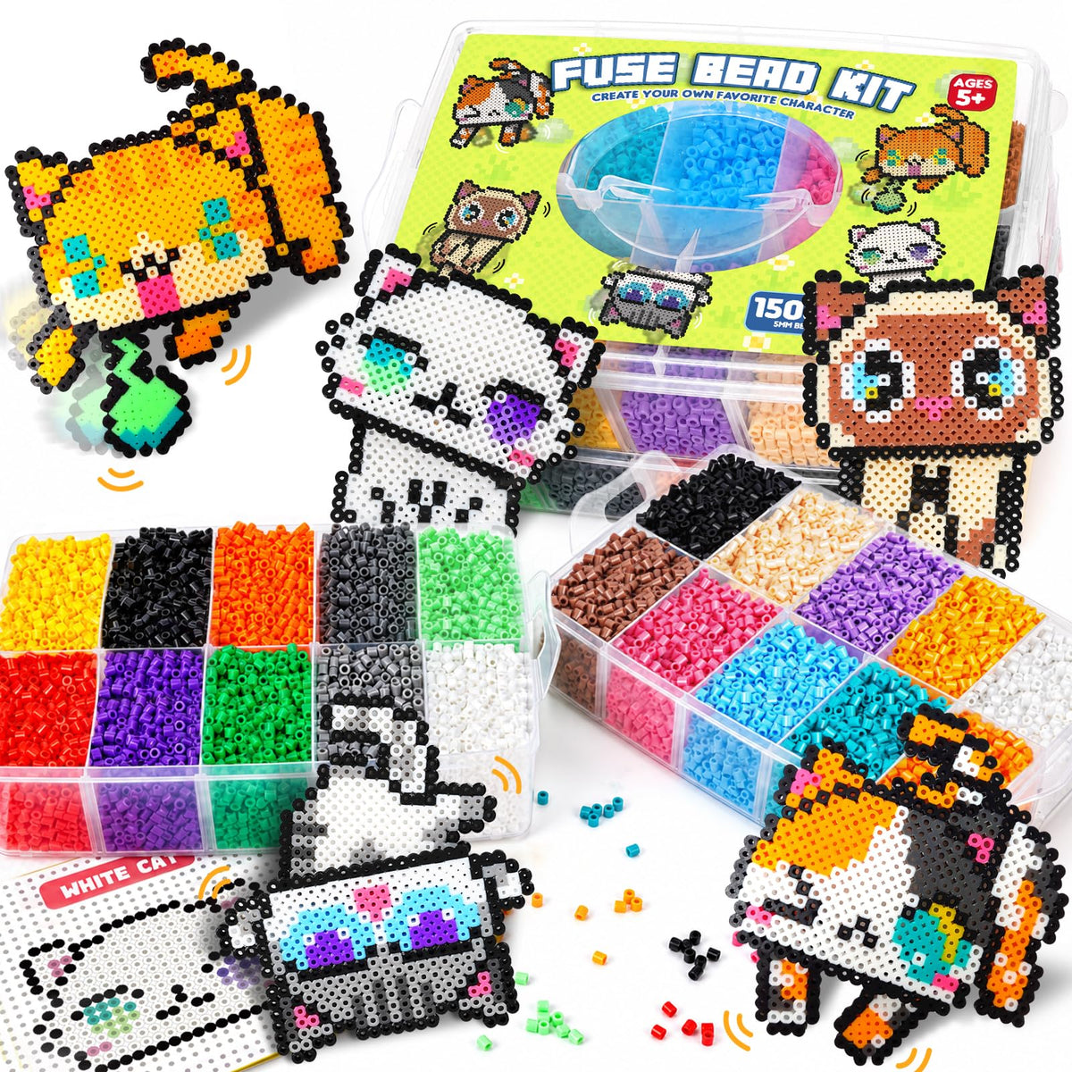 23000 5mm Fuse Beads Kit for Craft Gifts - 22 Colors | 106 Patterns