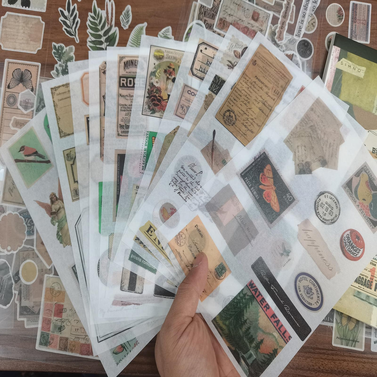 Vintage Ephemera Stickers Scrapbook Sticker Book with 439 Stickers and 20 Scrapbook Papers Sticker Book for journaling