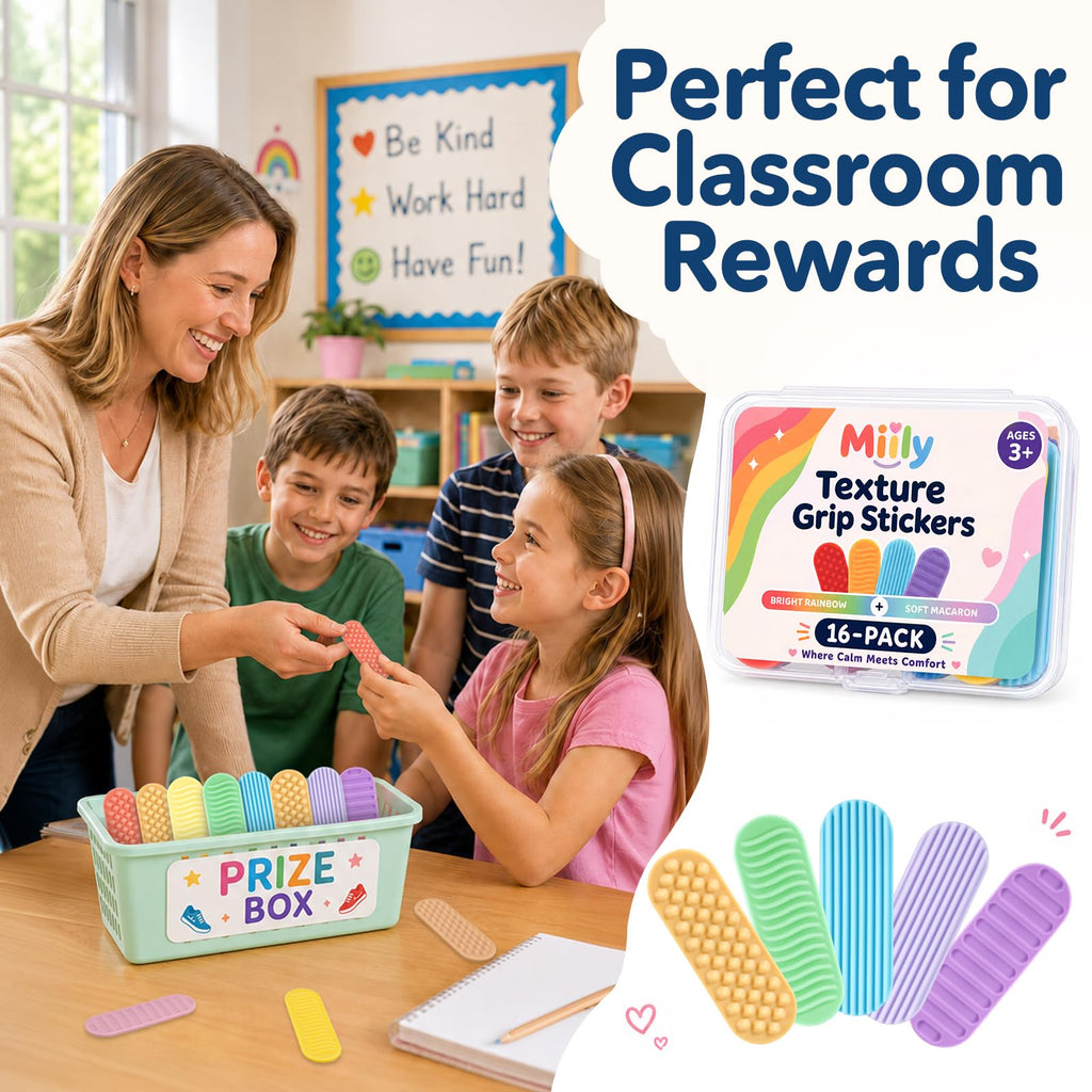 Sensory Stickers for Kids & Adults, 16 Pack Textured Classroom Calm Strips