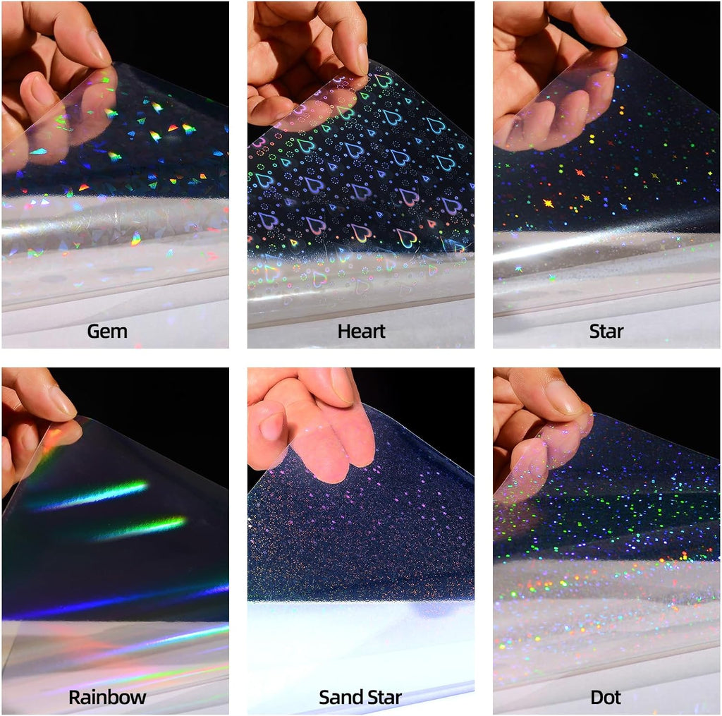 36 Sheets Holographic Laminating Sheets Clear Self Adhesive Sticker Paper