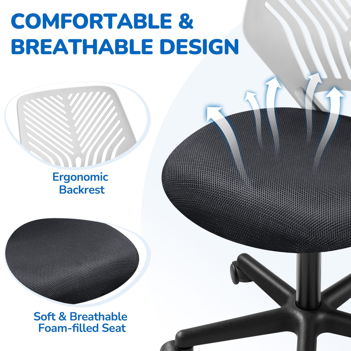 Yaheetech Small Desk Chair, Armless Adjustable Swivel Seat, Green