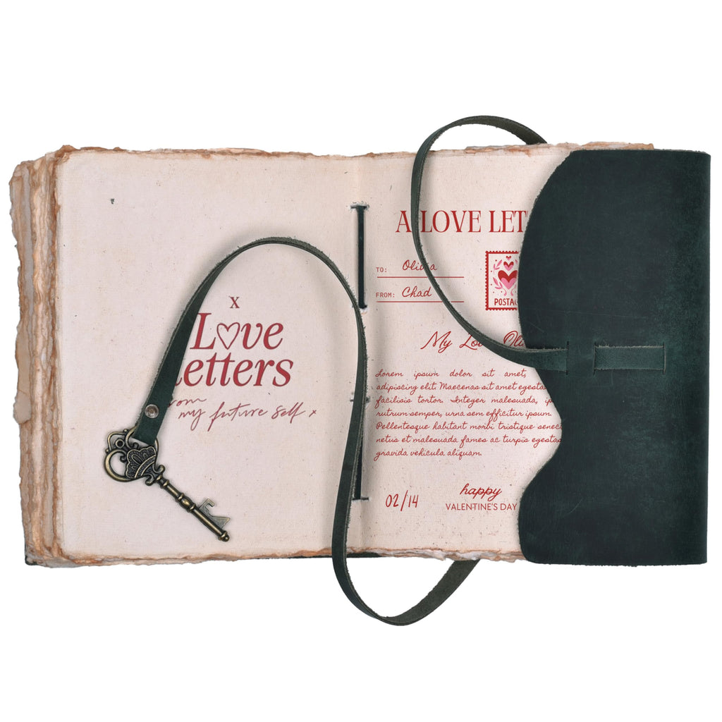 LEATHER VILLAGE Vintage Leather Journal Key Lock, Teal 6x4.