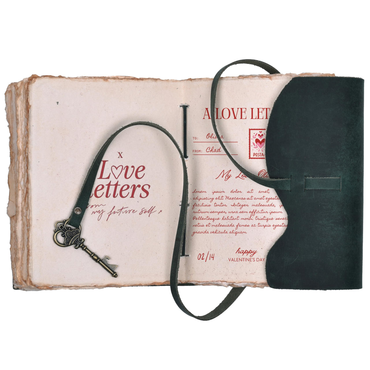 LEATHER VILLAGE Vintage Leather Journal Key Lock, Teal 6x4.