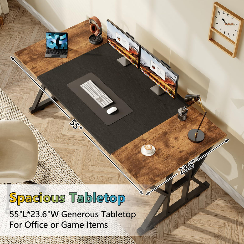 63" Large Computer Desk with Thickened Frame for Home Office, Living Room