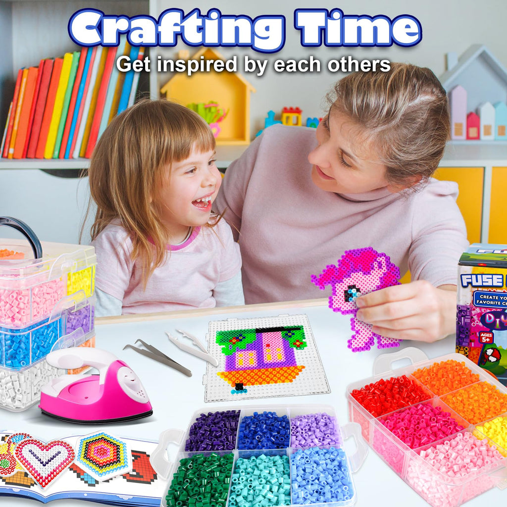 FUNZBO 5200 5mm Fuse Beads Kit Iron Set - 24 Colors | 66 Patterns, Toys, Kids Crafts for Girls Ages 8-12, Arts and Crafts for Kids Ages 6-8, Gifts for Girls Boys Kids Age 5 6 7 8 9 10 11 12 Year Old