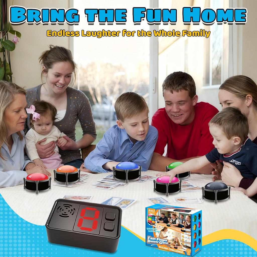 Wireless Buzzers System for Game Show, Family Feud Buzzer with Light, Show Who Buzzed First, 4 Modes, 165ft Distance, Rechargeable Answer Buzzers for Trivia Games, Classroom, Jeopardy, Quizzes Party