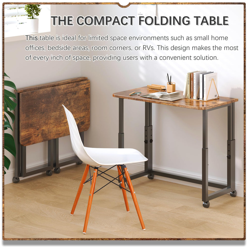 4NM 27.5-Inch Folding Student Desk with Wheels