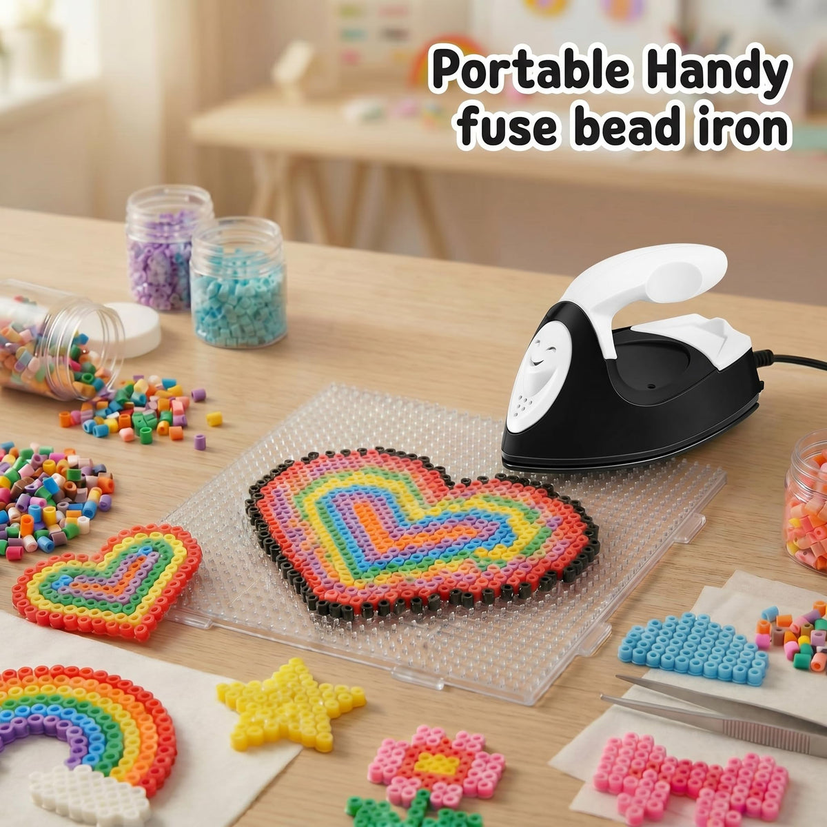 Honoson Mini Iron for Craft Small Iron on Patch Fuse Bead, Mint Green