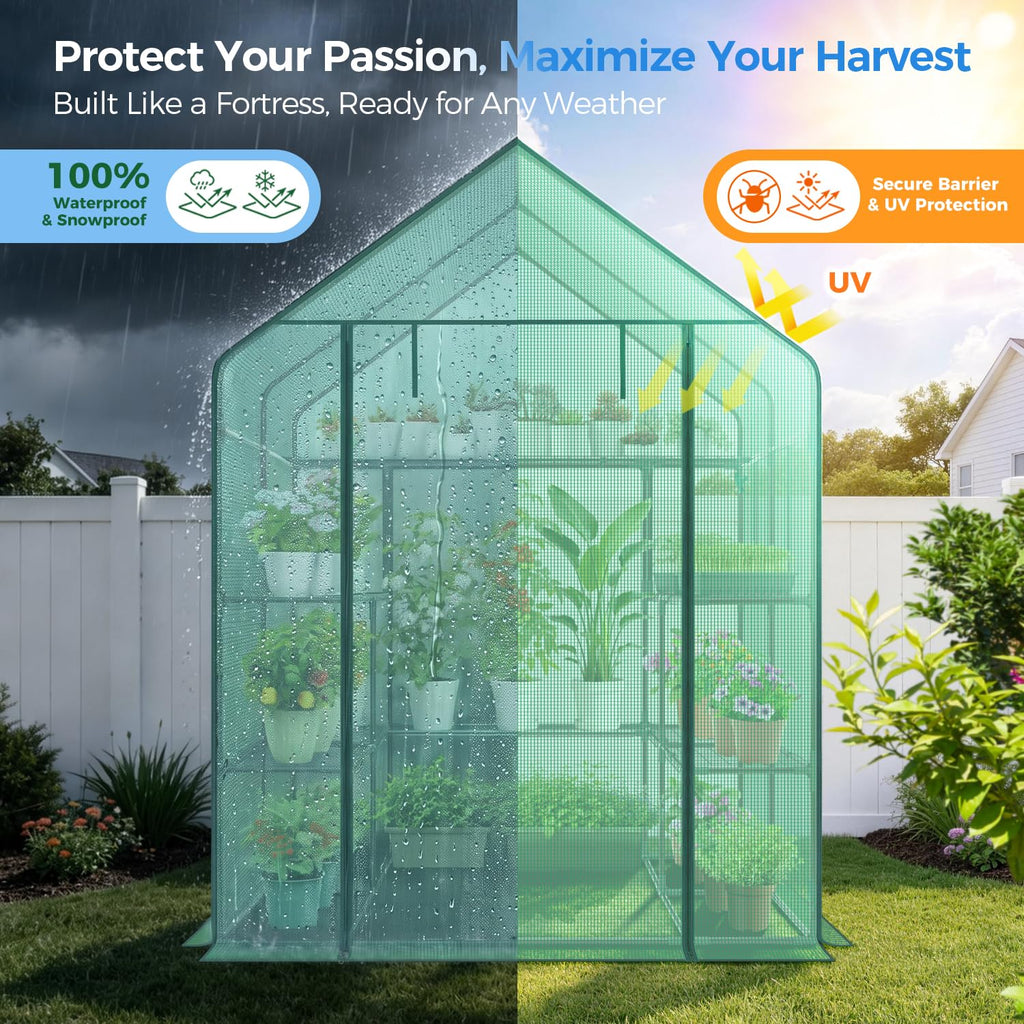 Ohuhu Plastic Greenhouse with 3–4 Tiers, Up to 22.56 Sq Ft