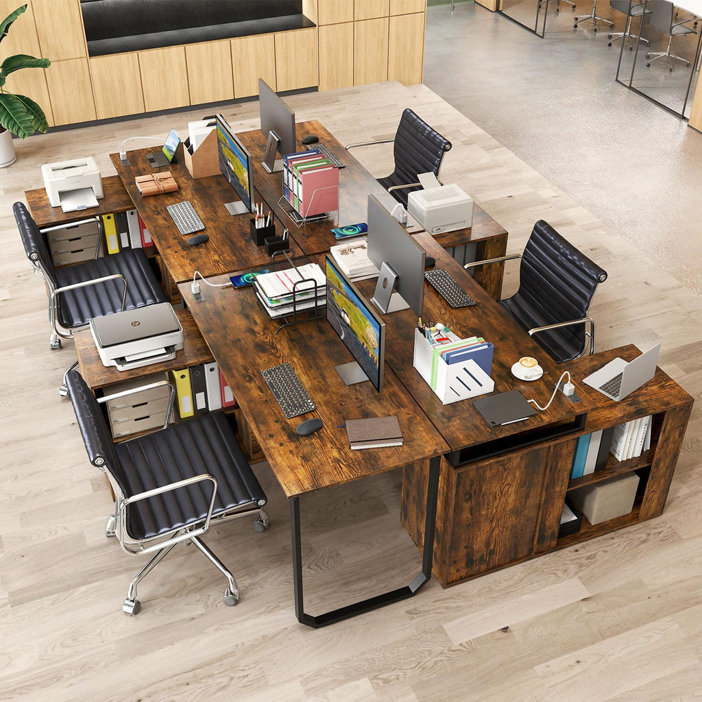 Tangkula 55" Reversible L Shaped Desk with 3 Drawers, Home Office Desk with Adjustable Shelf & Power Outlet, Study Writing Table, Computer Workstation for Small Space, Corner Desk (White)