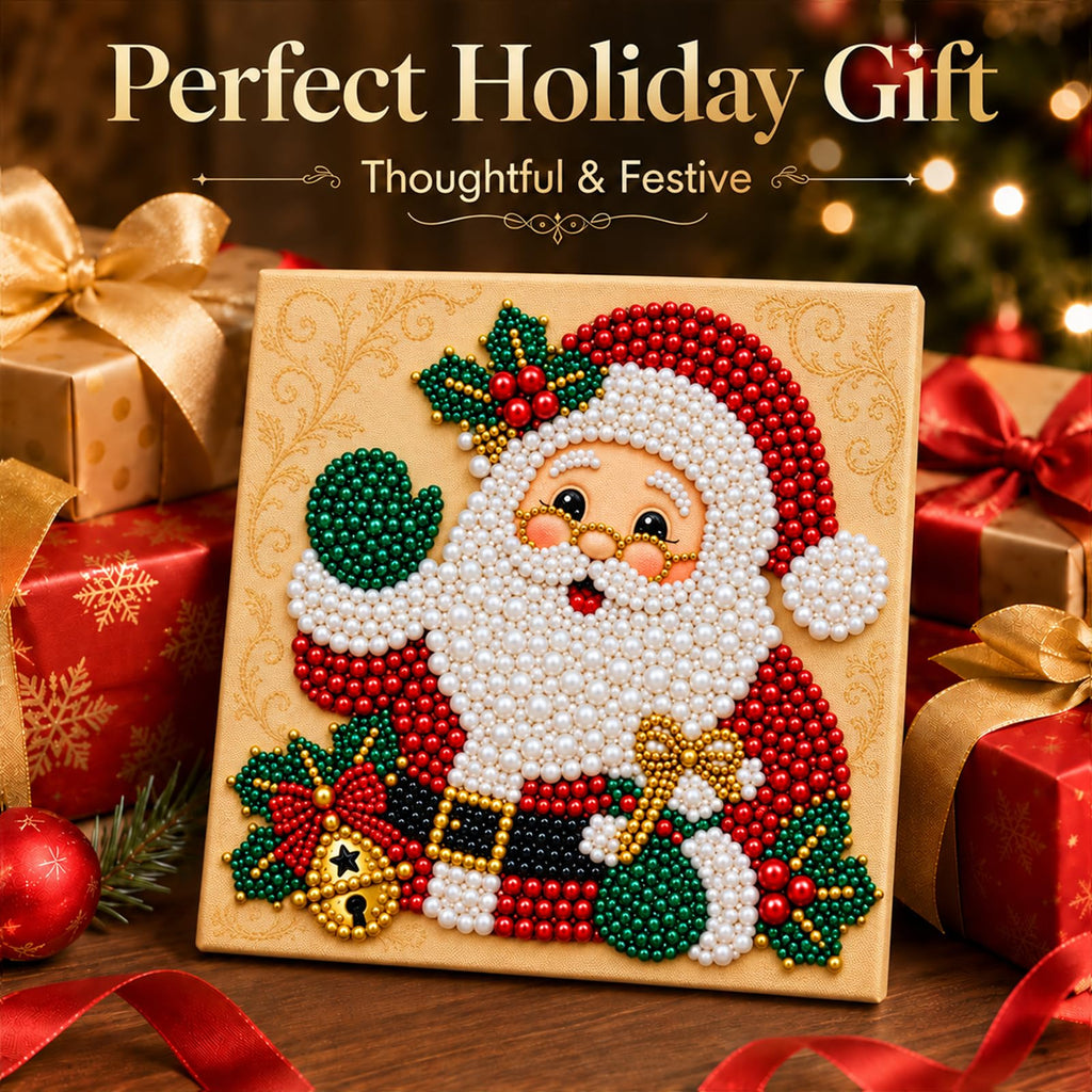 6 PCS DIY Pearl Diamond Art Kits for Adults, Wooden Christmas Ornaments