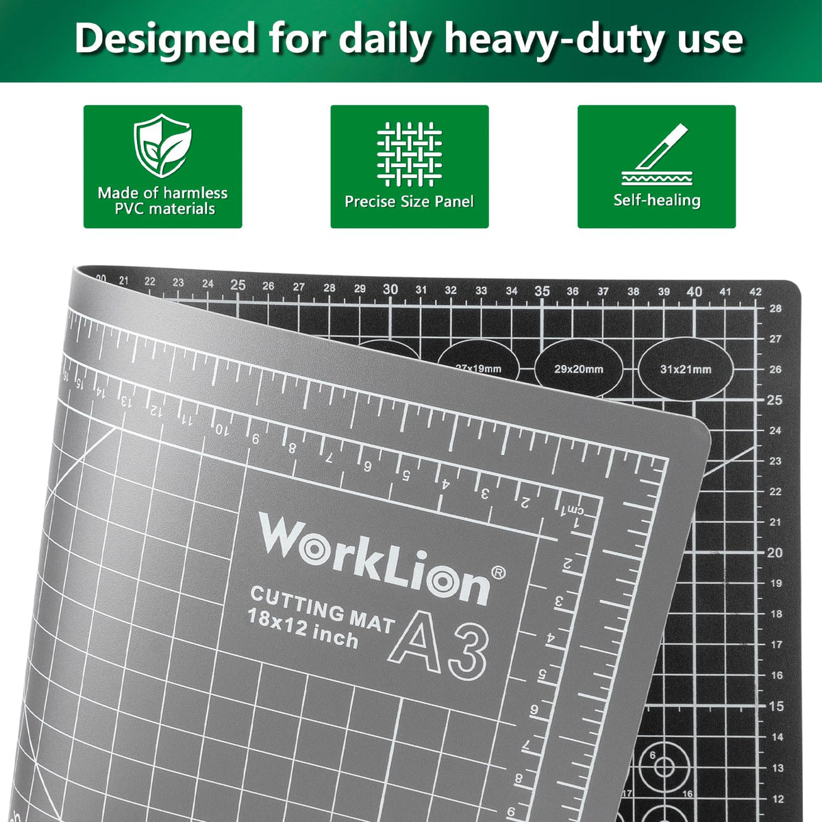 WORKLION 12" x 18" Art Self Healing PVC Cutting Mat, Double Sided, Gridded Rotary Cutting Board for Craft, Fabric, Quilting, Sewing, Scrapbooking Project……