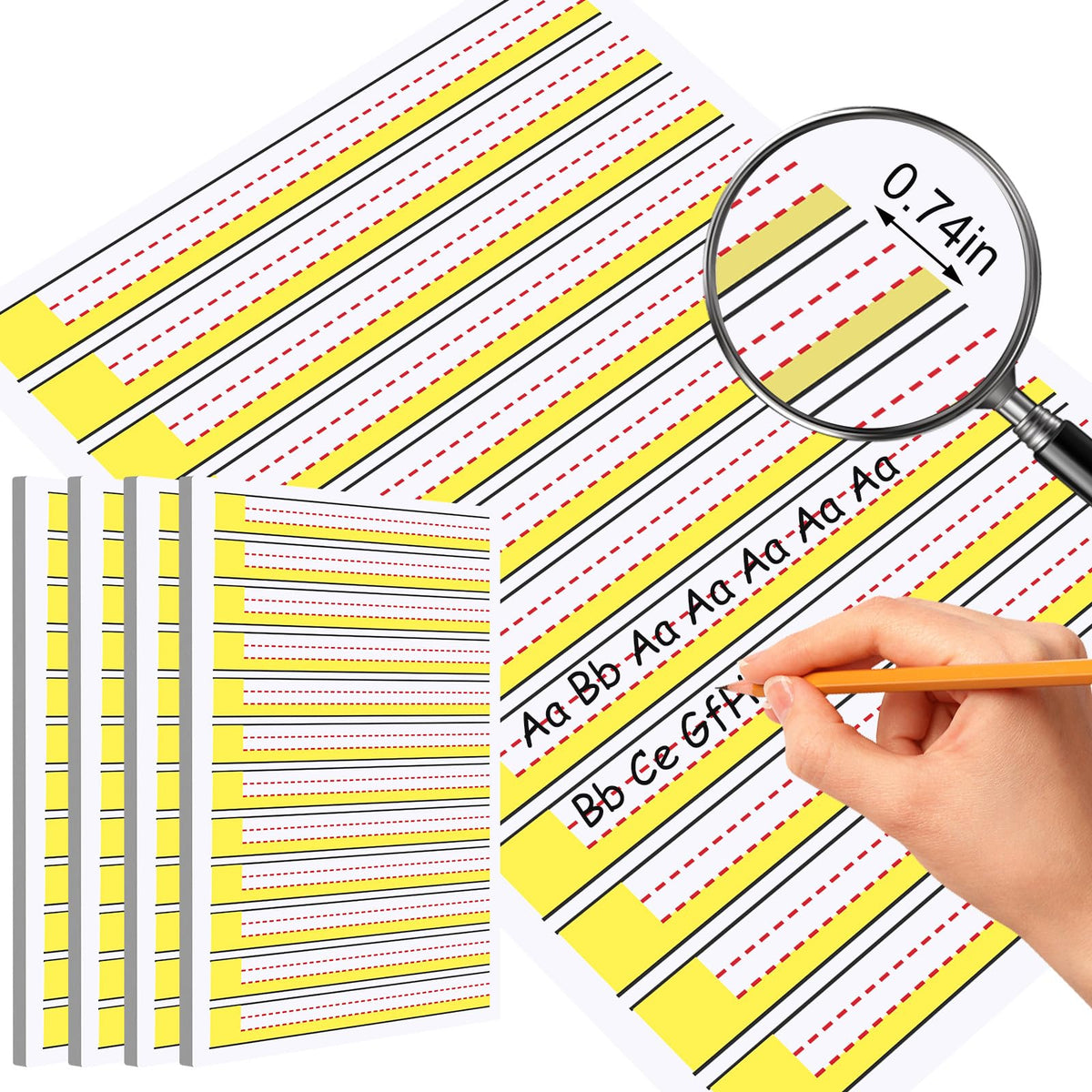 FunooFuno Raised-Line Handwriting Paper, 8.5 × 11 in.