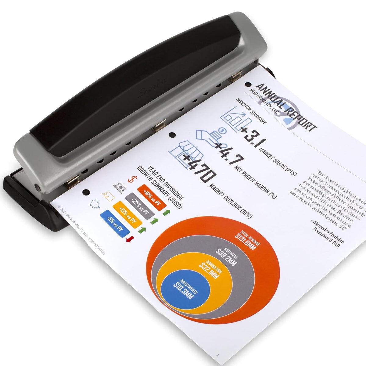 Swingline Precision Pro 3-Hole Punch – 10-Sheet Capacity, Adjustable 2-3 Hole, Metal (74037)