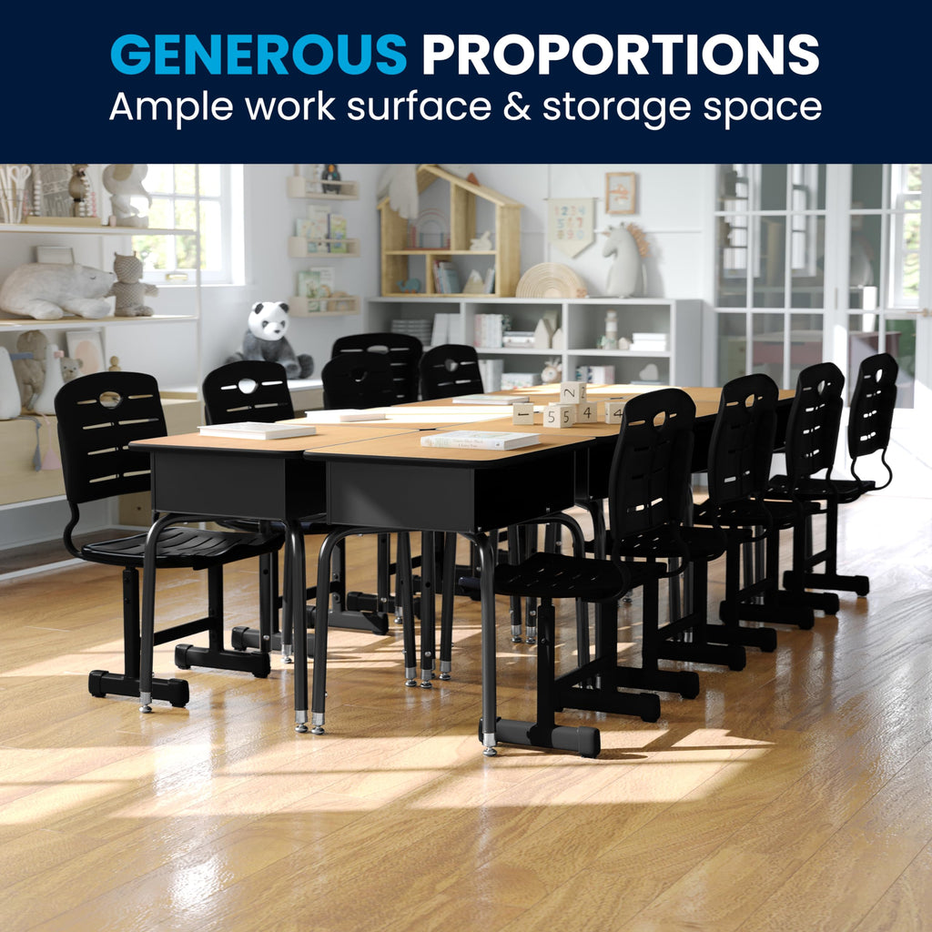 EMMA + OLIVER Adjustable Student Desk with Book Box