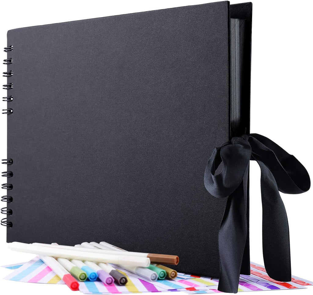 Gotideal 80 Pages Scrapbook Album with 10 Metallic Markers, Black