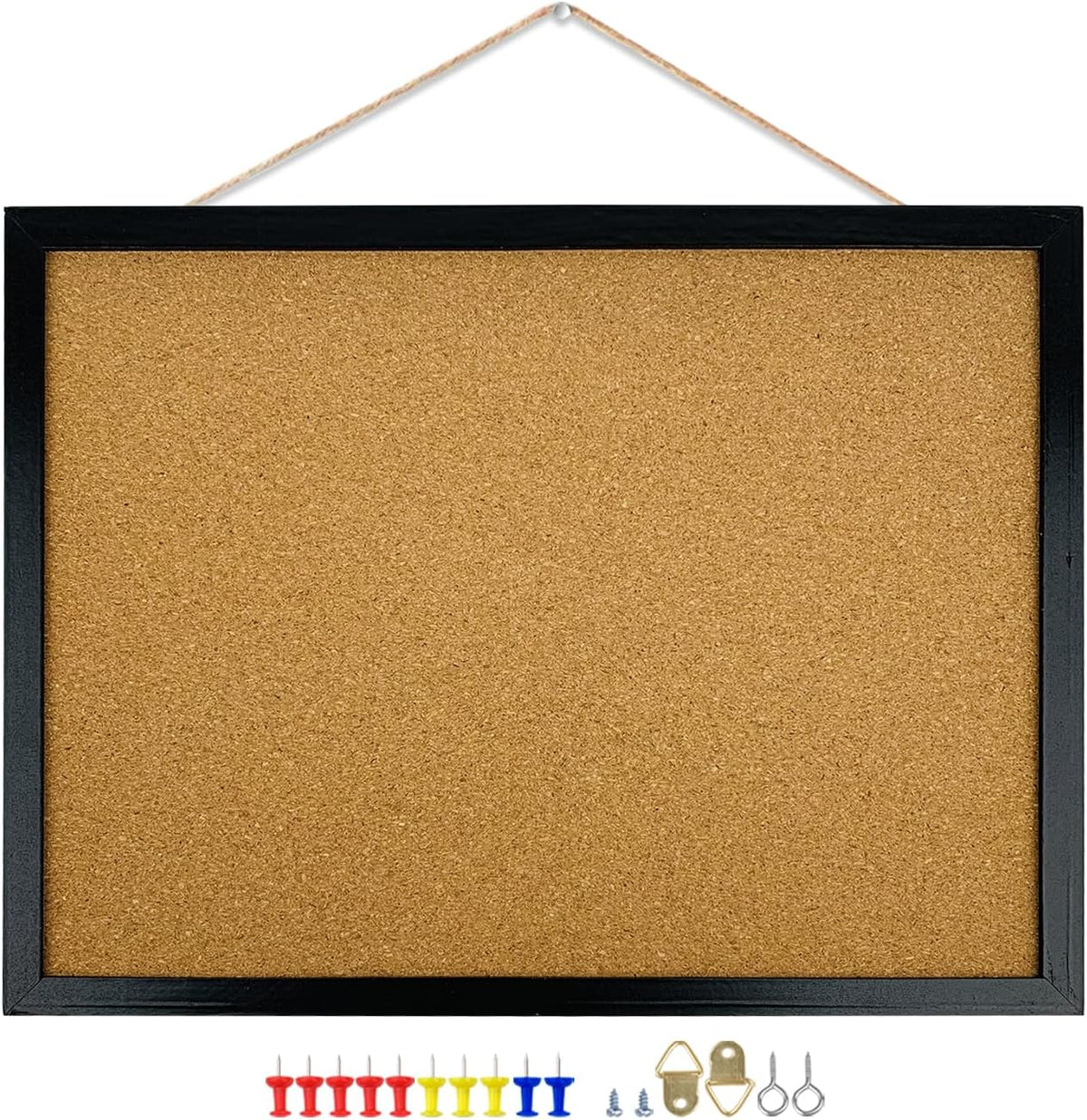 Black Wood-Framed Cork Bulletin Board, 17.7 × 13.3 Inches (K–12)