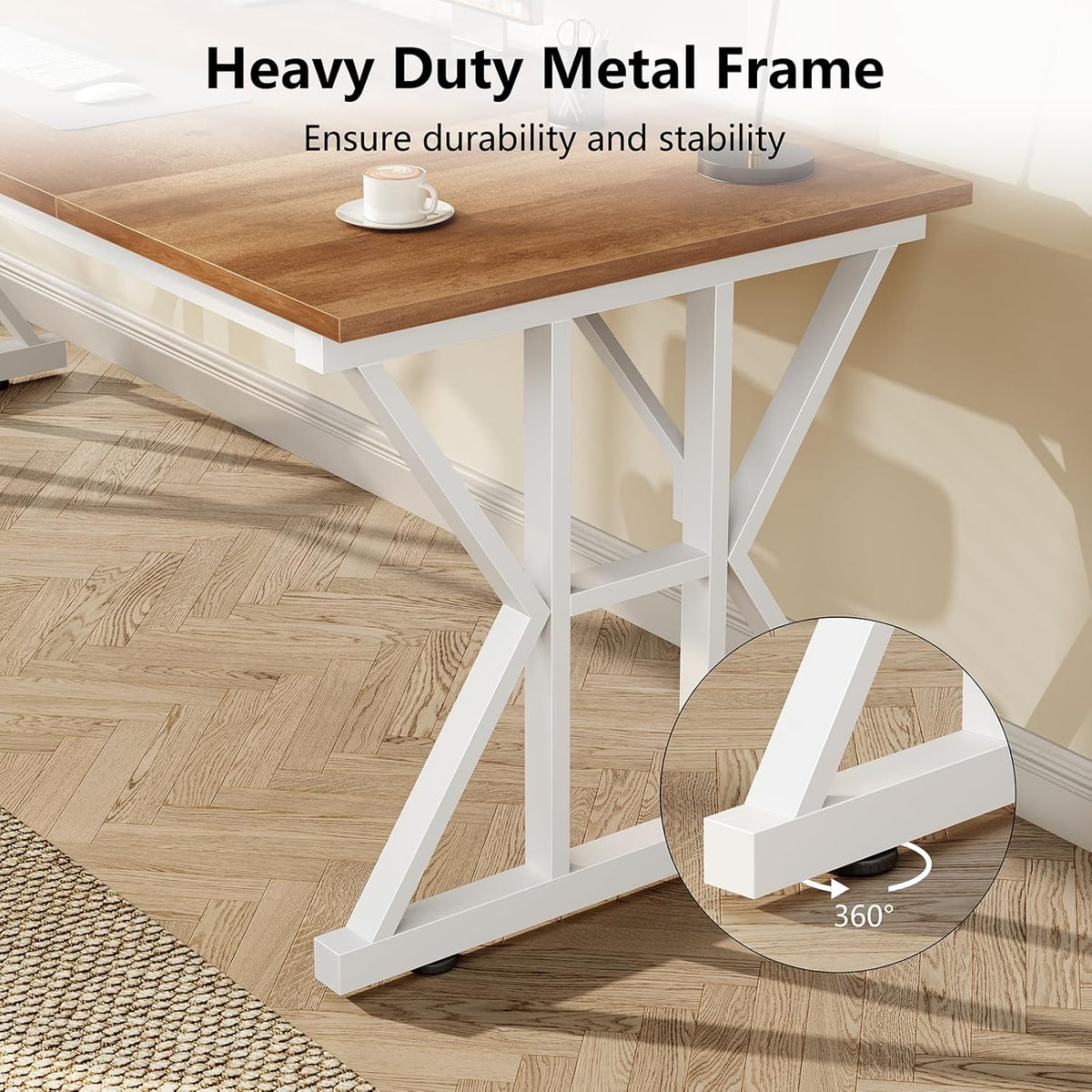 63" Large Computer Desk with Thickened Frame for Home Office, Living Room