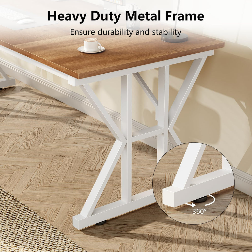 63" Large Computer Desk with Thickened Frame for Home Office, Living Room
