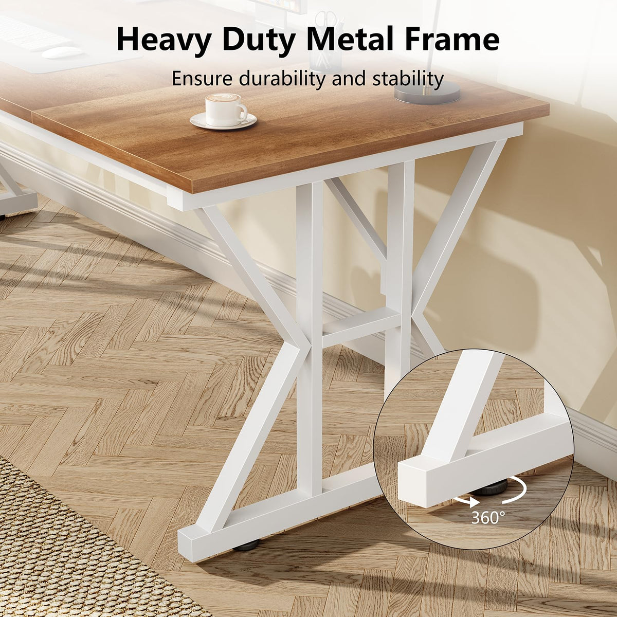 63" Large Computer Desk with Thickened Frame for Home Office, Living Room