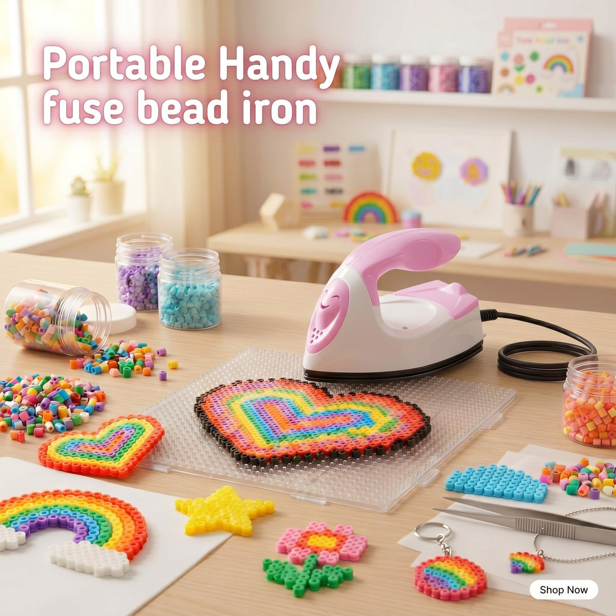 Honoson Mini Iron for Craft Small Iron on Patch Fuse Bead, Mint Green