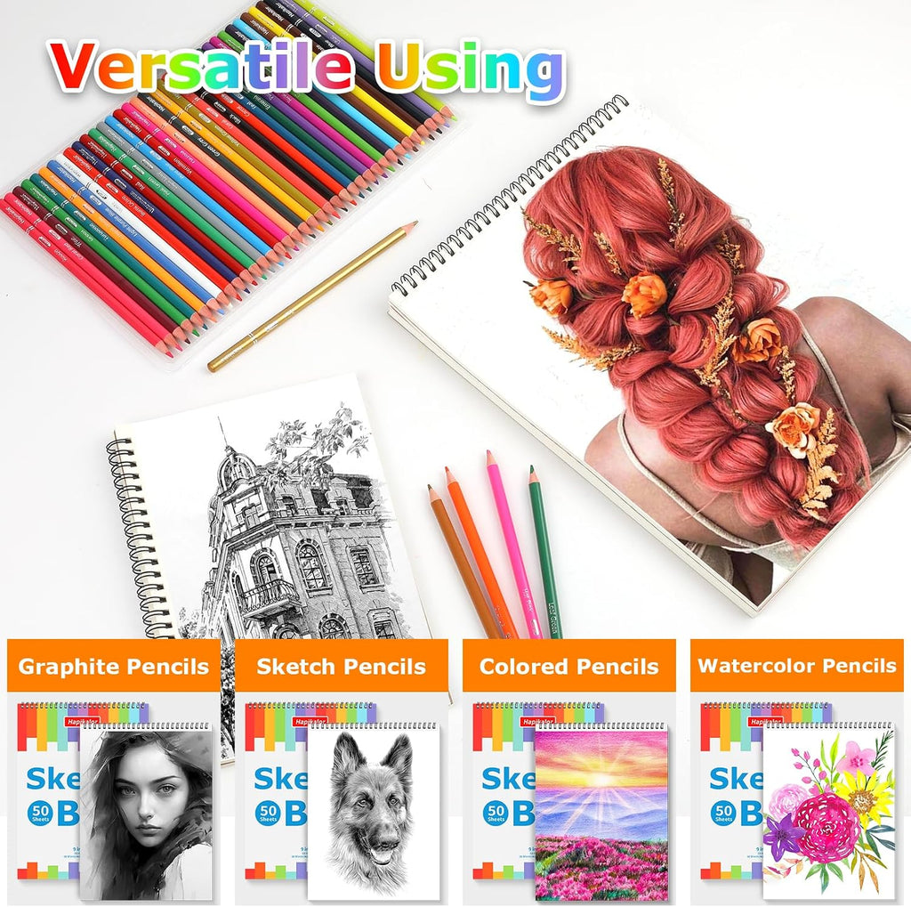 9" x 12" Sketch Book, 2-Pack 50 Sheets Spiral Bound Art Sketchbook Notebook