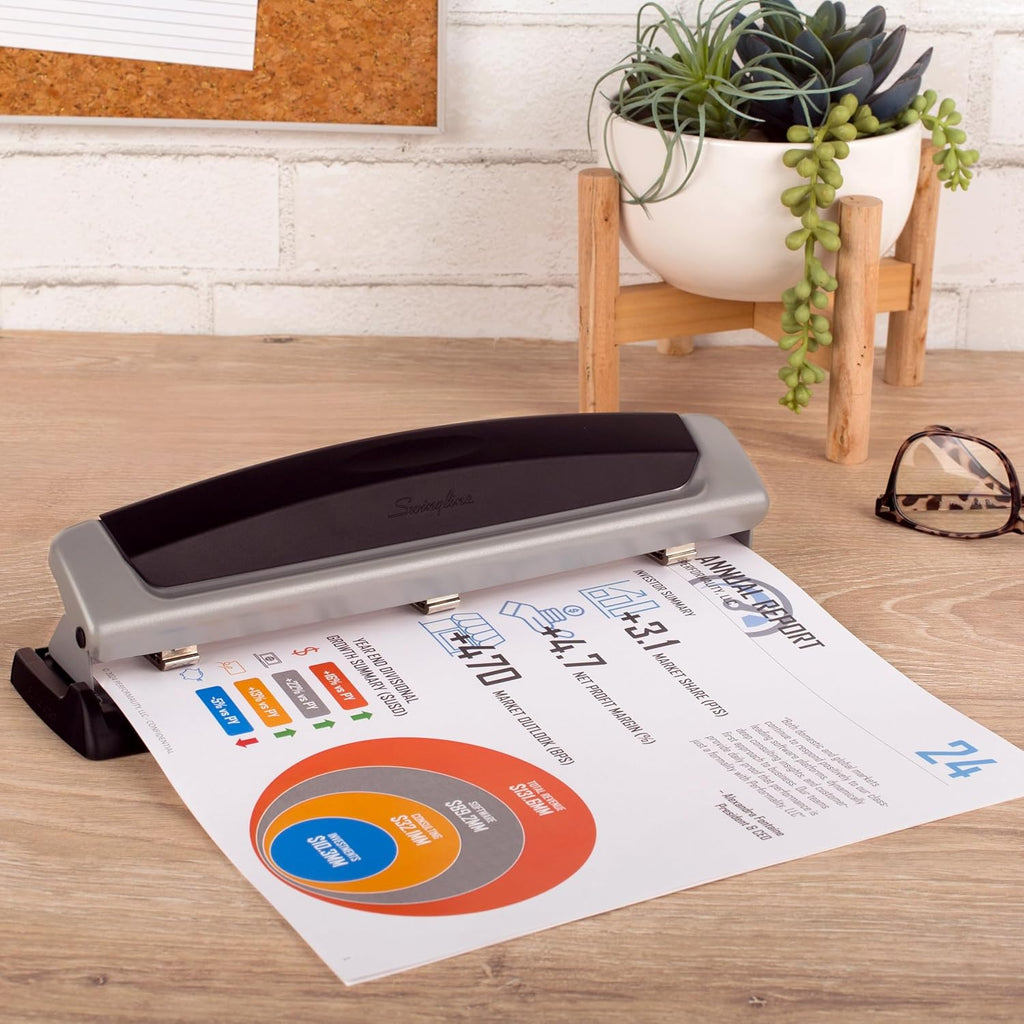 Swingline Precision Pro 3-Hole Punch – 10-Sheet Capacity, Adjustable 2-3 Hole, Metal (74037)