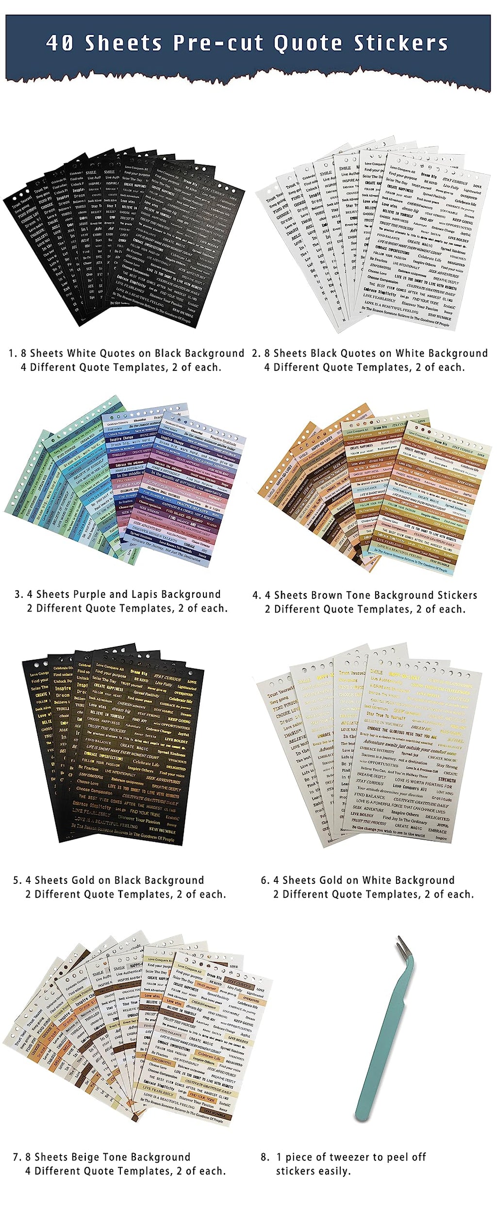 PRSTINCOL 2346PCS Quote Stickers,48 Sheets Scrapbook Supplies Kit Word Stickers for Journaling, Card Making, Vision Board Supplies for Adults Crafting