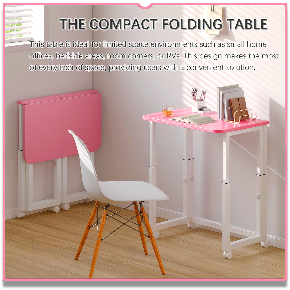 4NM 27.5-Inch Folding Student Desk with Wheels