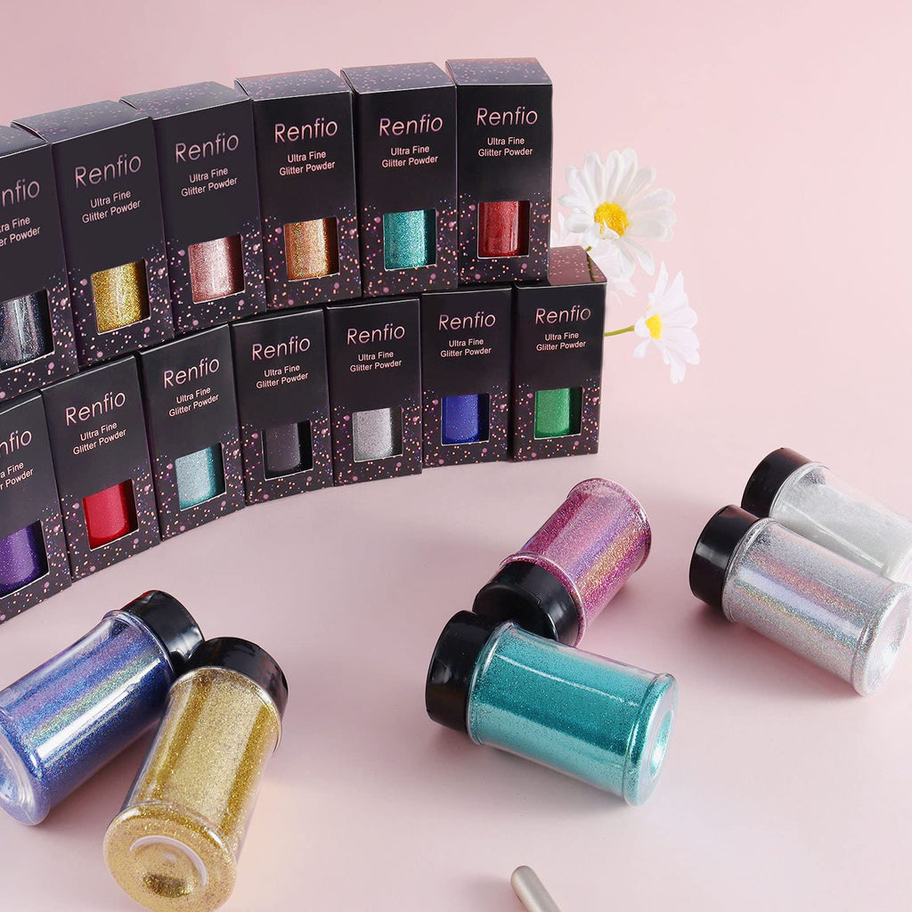 Renfio: Ultra Fine Glitter Powder, 2.11 oz (60g) – Metallic & Holographic