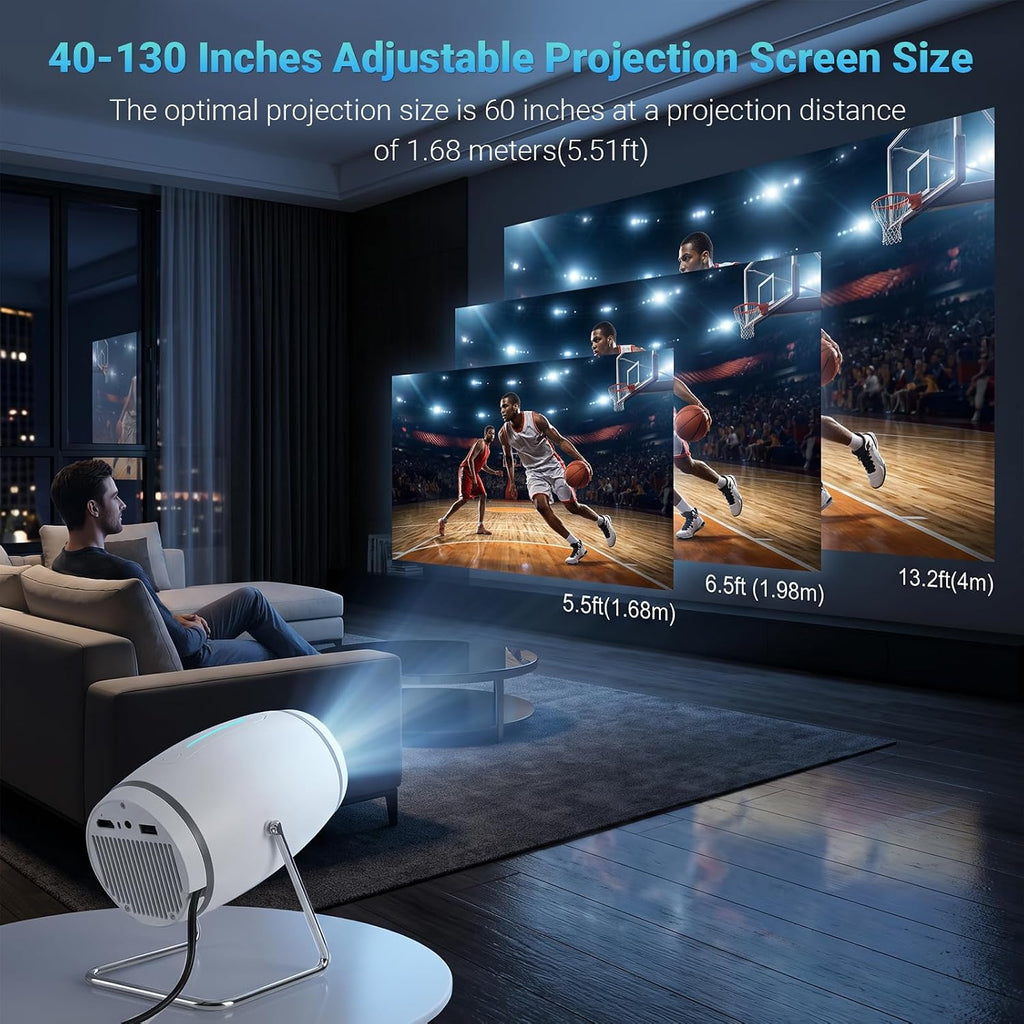 【Built-in APPS】Mini Projector With Wifi And Bluetooth, 1080P 4K Support Portable Projector, Movie Projector for Bedroom, Compatible with Smartphones/TV Stick/iPad/PS5/Laptop/HDMI/USB