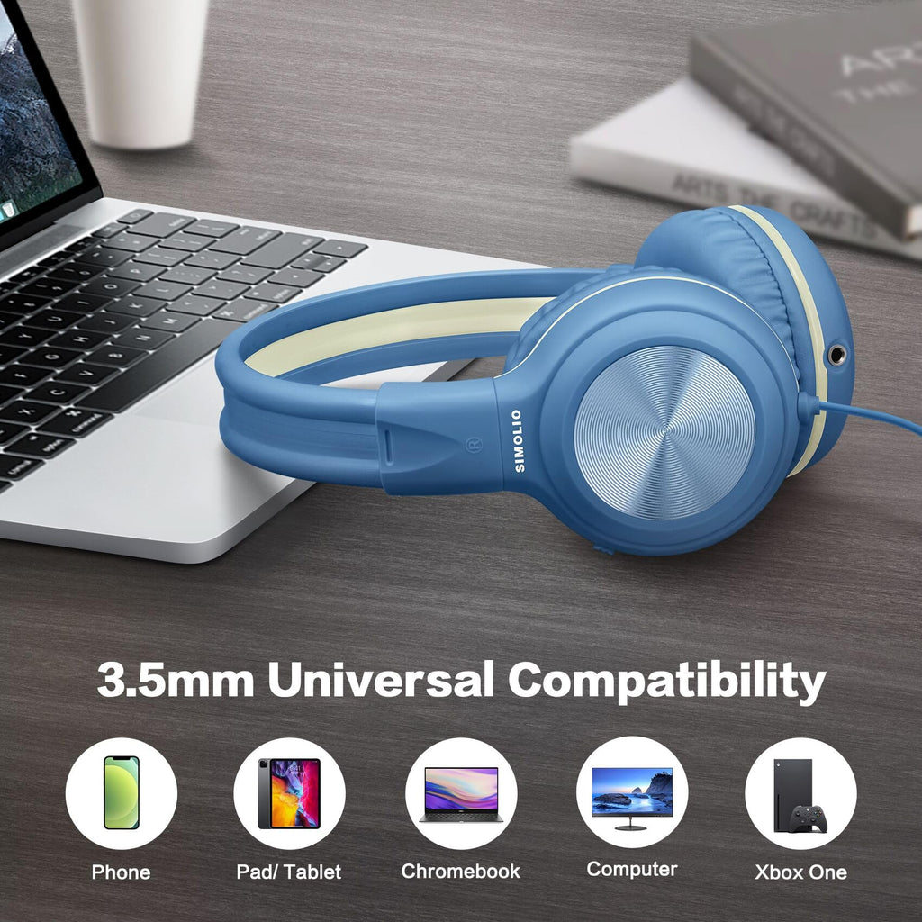 SIMOLIO Manyshare Kids Headphones with Mic, 3.5mm Wired School Headset
