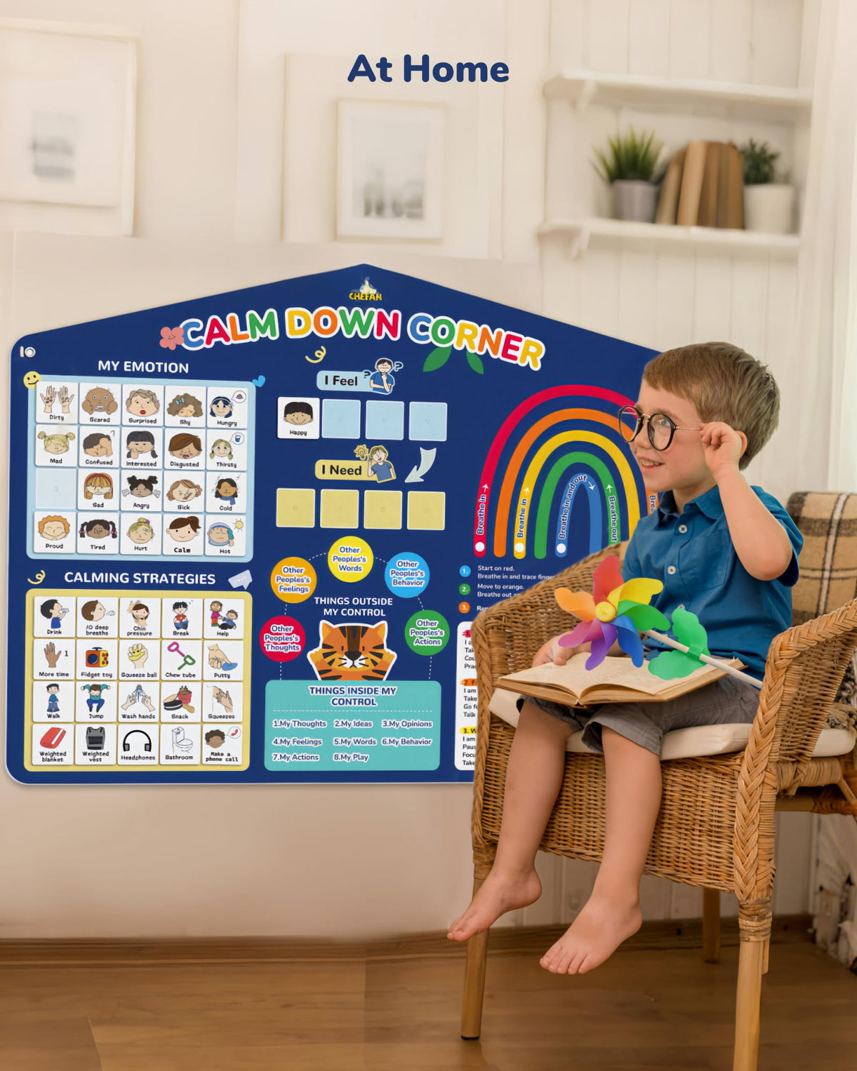 CHEFAN Feelings Chart for Kids, Calm Down Corner & SEL Classroom Tool