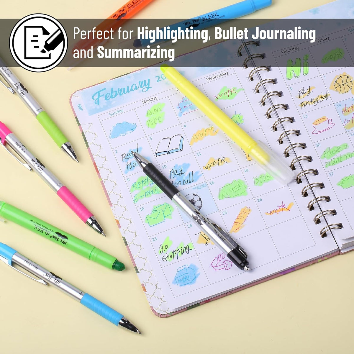 Mr. Pen- Bible Highlighters and Pens No Bleed, 8 Pack