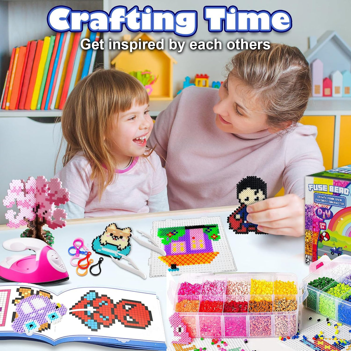 23000 5mm Fuse Beads Kit for Craft Gifts - 22 Colors | 106 Patterns