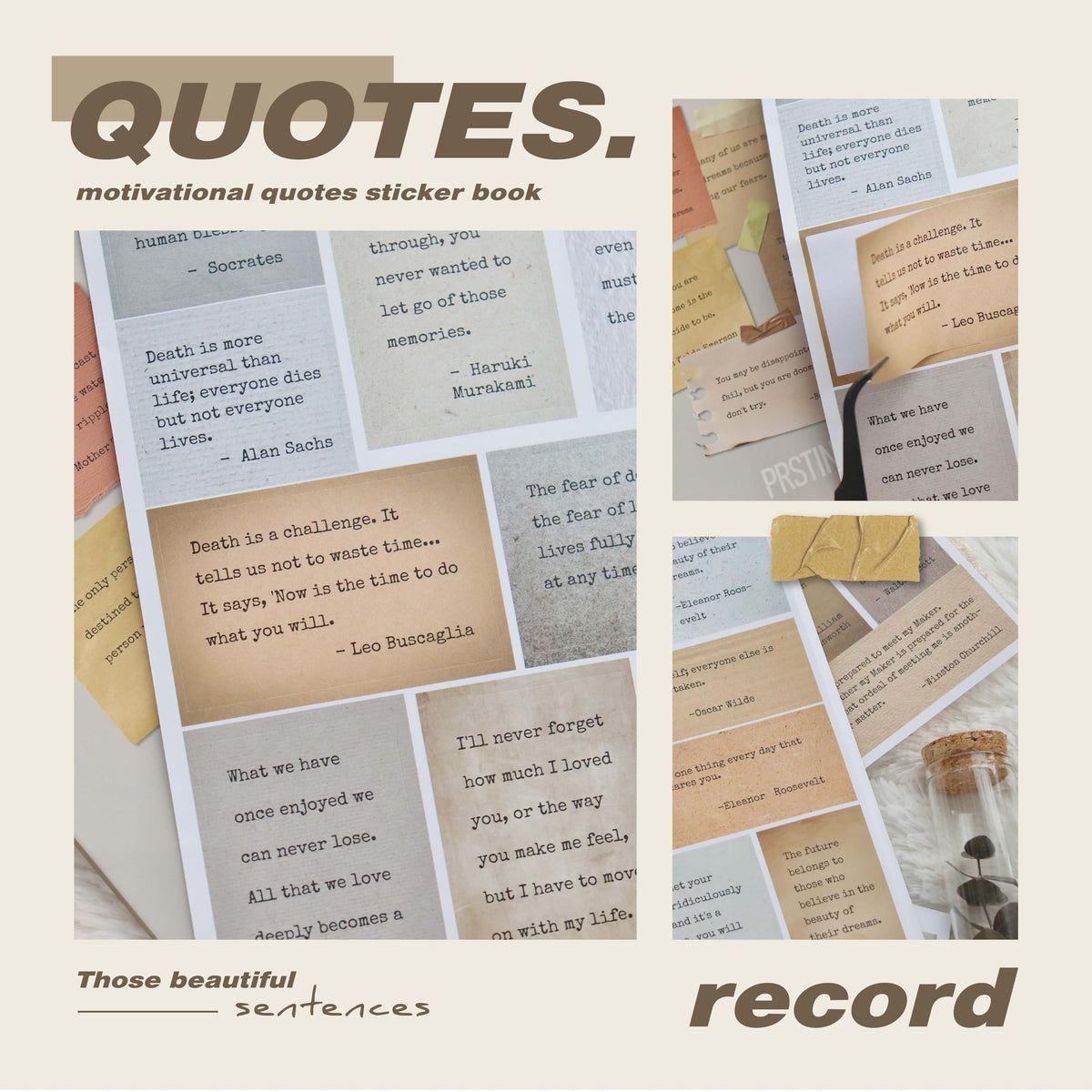PRSTINCOL 2346PCS Quote Stickers,48 Sheets Scrapbook Supplies Kit Word Stickers for Journaling, Card Making, Vision Board Supplies for Adults Crafting