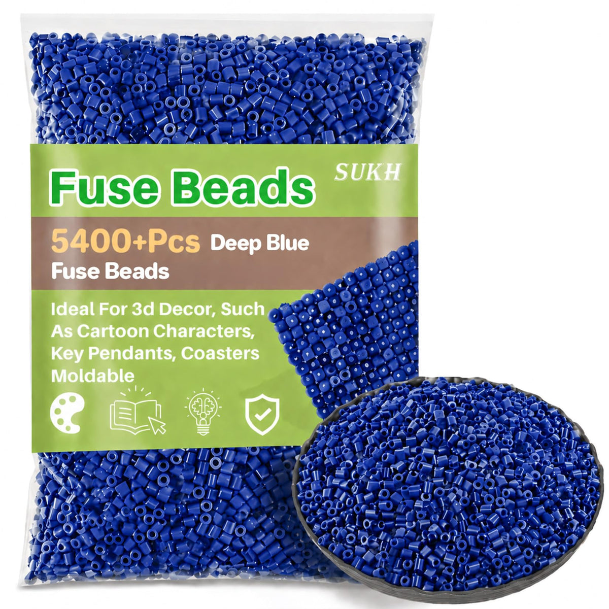 Sukh 5400+Pcs Fuse Beads Bulk - 5mm Melting Beads for Crafts, 24 Colors
